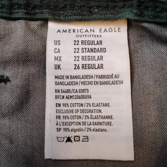 American Eagle Green Corduroy High Rise Pants, 22R - Picture 10 of 10